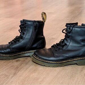 Kids Dr. Martens Black Leather Lace-Up Ankle Boots
